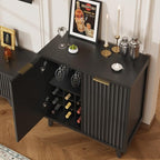 Fluted Coffee Bar Cabinet with Storage, Modern Sideboard Buffet Cabinet with - Image 4