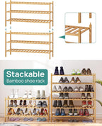 viewcare 3-Tier Long Shoe Rack, Bamboo Wood Shoe Rack - Image 6