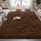 4x6 Fluffy Shag Area Rugs for Living Room Bedroom: Soft Plush Carpet Brown | - Image 2