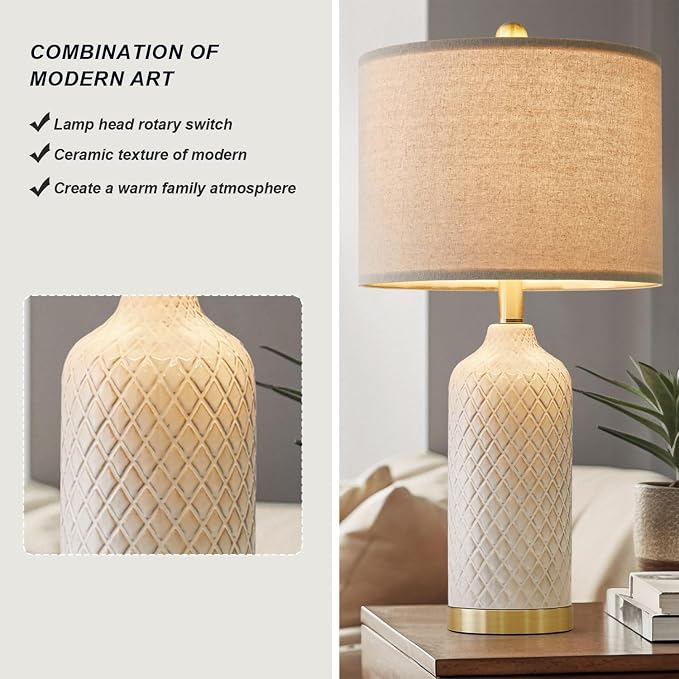 G-SAFAVA 24.25" Table Lamps Set of 2 Modern Ceramic Lamps - Image 3