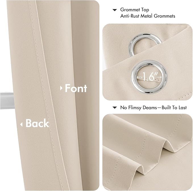 MIULEE Blackout Curtains for Bedroom 2 Panels 40 x 84 Inch Long Champagne | - Image 4
