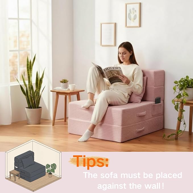 Folding Sofa Bed, 4 in 1 Convertible Sleeper Chair - Image 8