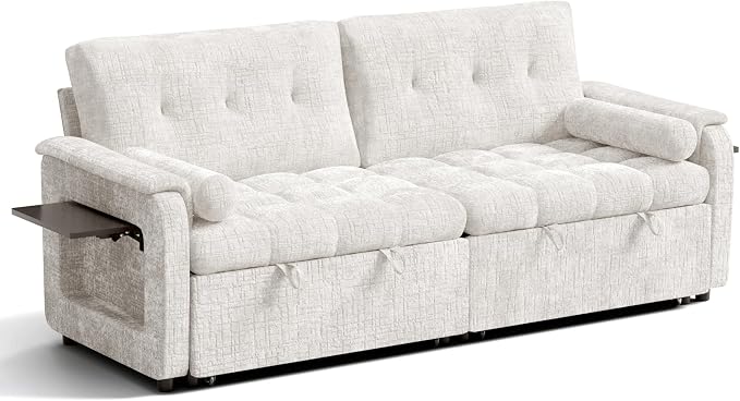 Convertible Sleeper Sofa Bed, 86 Inch Chenille Pull Out Couch - Image 12