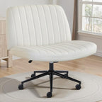 OLIXIS Criss Cross Chair with Wheels Wide Cross Legged Office Desk Vanity Chair by OLIXIS