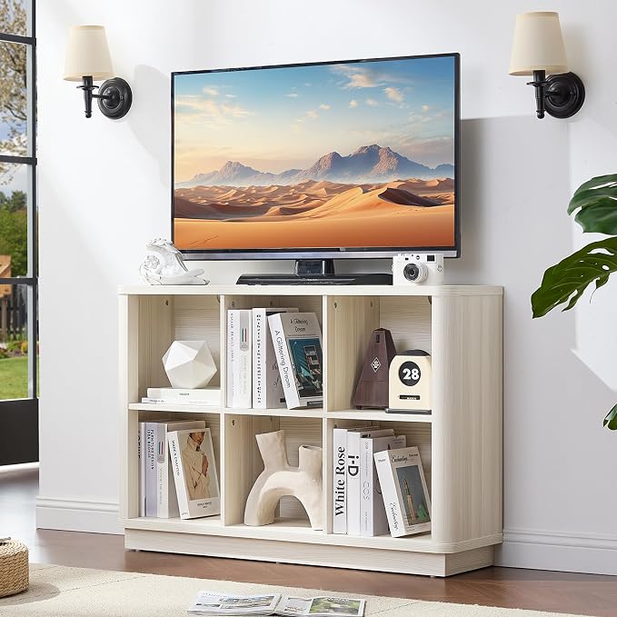 Joaxswe 6 Cube Bookcase, Wood Low Floor Standing Bookshelf - Image 5