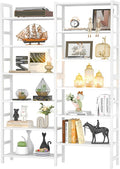 Homykic Double Wide Bamboo Bookshelf White, 6-Tier Large Open Bookcase by Homykic