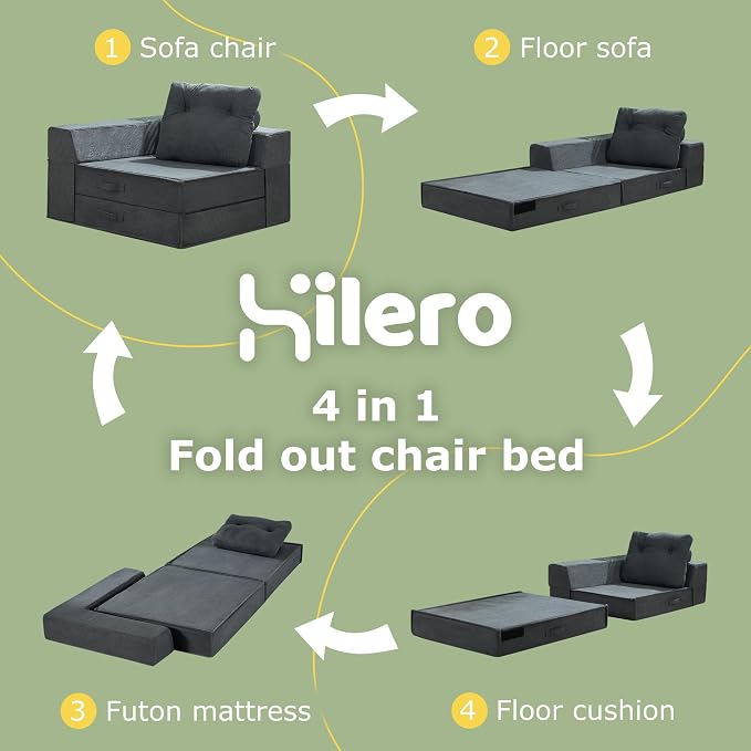 Folding Sofa Bed, 4 in 1 Convertible Sleeper Chair - Image 4