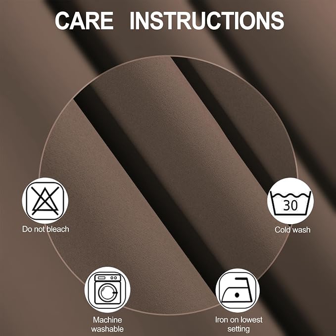 Chocolate Brown Blackout Curtains 34 x 63 Inch Length/Set of 2 Curtain - Image 4