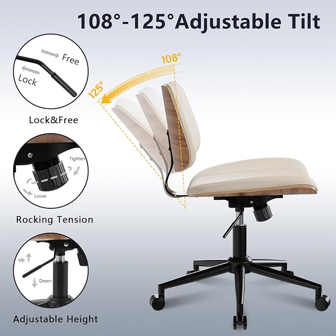 Modern Armless Office Chair - Image 4