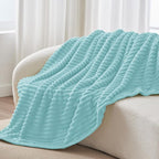 BEDELITE Striped Fleece Throw Blanket, Cloud Blue, Soft Cozy, Lightweight Warm - Image 8