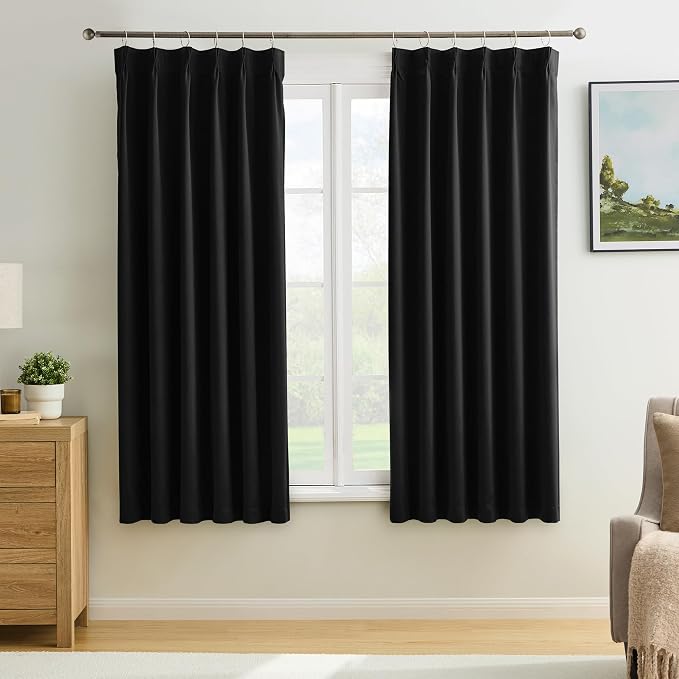 Short Pinch Pleated Blackout Curtains 72 Inch Long 2 Panels by KEQIAOSUOCAI