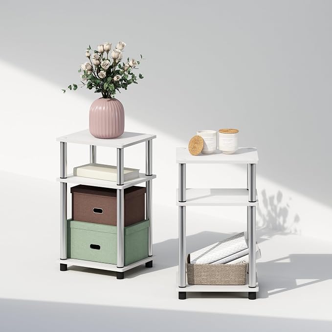 Furinno Just 3-Tier Turn-N-Tube Open Storage Nightstand, Plastic Poles - Image 5