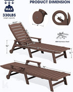KINGYES HDPE Lounge Chair Outdoor, Patio Chaise Lounge Recliner - Image 2
