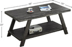 Contemporary Wood Coffee Table 48 in, Charcoal Living Room Table - Image 2
