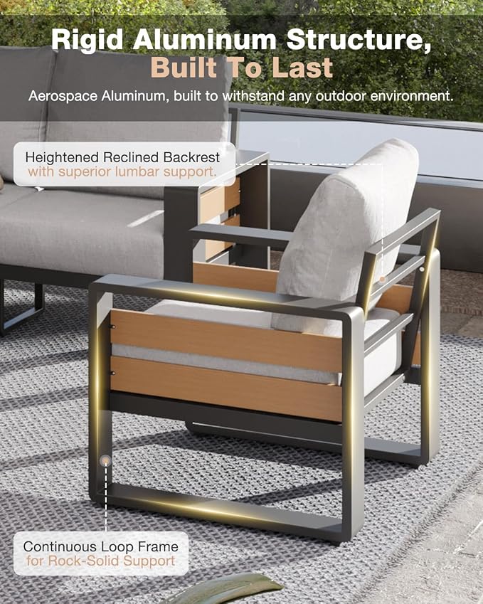 Aoxun Aluminum Patio Furniture Set, 2 Piece Luxury Outdoor Sectional - Image 3