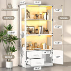 Display Cabinet with Glass Doors, 4-Tier Display Case with 3-Color Lights & - Image 2