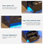 HNEBC Auto LED Nightstand with Wireless Charging Station & USB Ports, High - Image 8