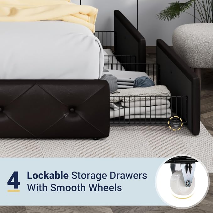 Allewie Upholstered Queen Size Platform Bed Frame - Image 5
