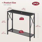Tajsoon 2 Pack Console Table, 2 Tier Small Hallway Table, Narrow Sofa Table - Image 3