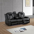 Power Recliner Sofa with LED Lights, Leather Power Reclining Sofa, Living Room - Image 3