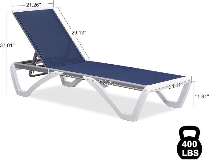 PURPLE LEAF Patio Chaise Lounge Chair Outside Aluminum Plastic Stackable - Image 2