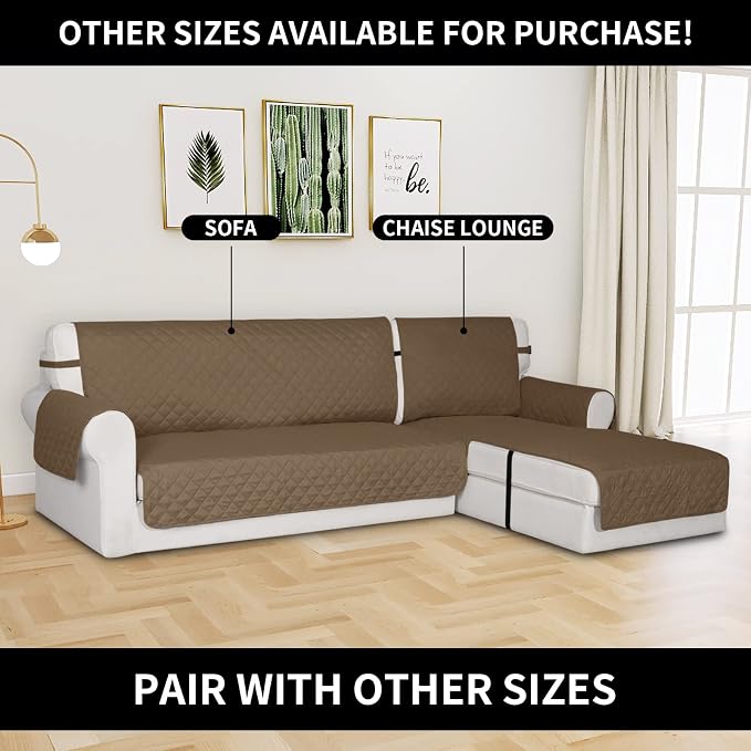 Easy-Going Reversible Couch Cover, Chaise Lounge, Camel/Camel | Machine - Image 2