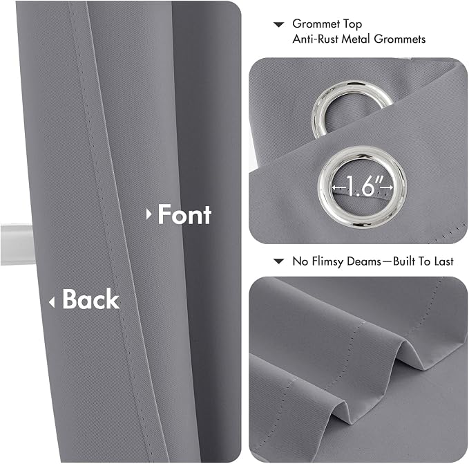 MIULEE Blackout Curtains for Bedroom 2 Panels 40 x 72 Inch Long Light Gray | - Image 4