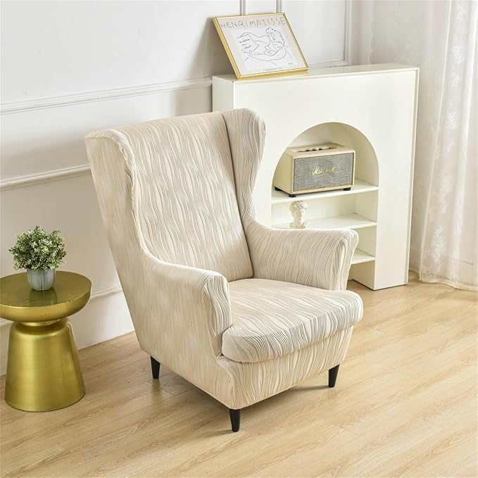 KRFOONN Stretch Wing Chair Slipcovers Printed 2 Piece Wingback Chair Covers - Image 2