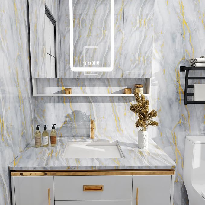 White Gold Marble Contact Paper - Image 5