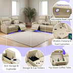 Power Recliner Sofa Couch with LED, Breathing Leather Reclining Couch, Living - Image 5