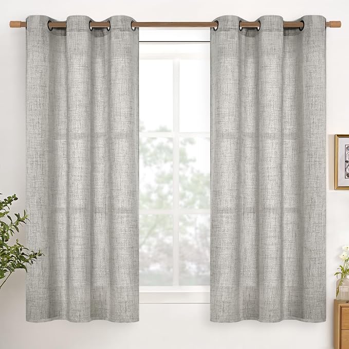 YoungsTex Linen Semi Sheer Curtains 54 Inches Length by YoungsTex