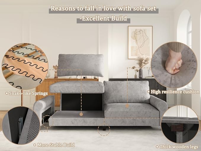 EASE MOOSE 70.6" Velvet Loveseat Sofa, Soft Deep Seat Couches - Image 9