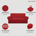 Easy-Going Stretch Oversized Loveseat Couch Covers Washable Christmas Red | - Image 3