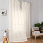 Cream Sheer Curtains 84 inches Long 2 Panels Set - Image 2