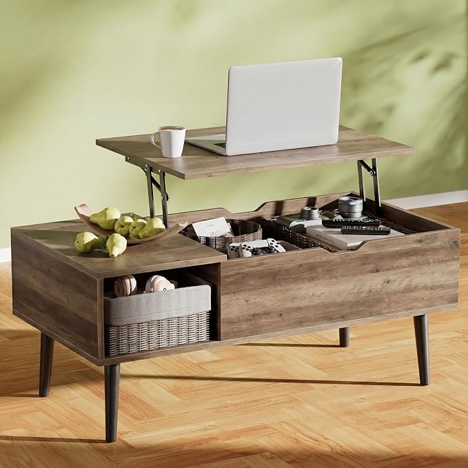 OLIXIS Wooden Coffee Table, Lift Top Coffee Table - Image 9