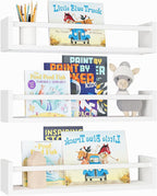 Fixwal Floating Bookshelves for Wall, 16.5 Inch Wood Nursery Book Shelves Set by Fixwal
