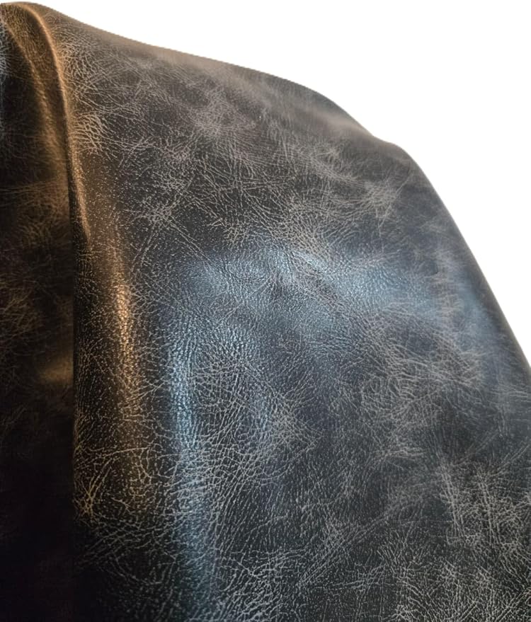 Black Vintage Distressed Soft Faux Leather Fabric PU Peta Approved Vegan by NATLeathers
