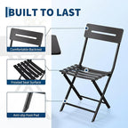 GarveeTech 3-Piece Folding Bistro Set, Heavy Duty Outdoor Patio Furniture - Image 4