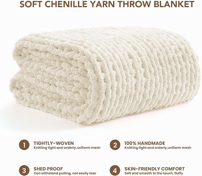 L'AGRATY Chunky Knit Throw Blanket - Image 3