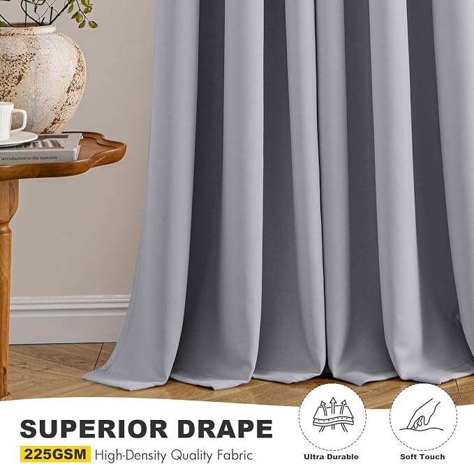 MIULEE Blackout Curtains for Bedroom 2 Panels 40 x 84 Inch Long Light Grey | - Image 5