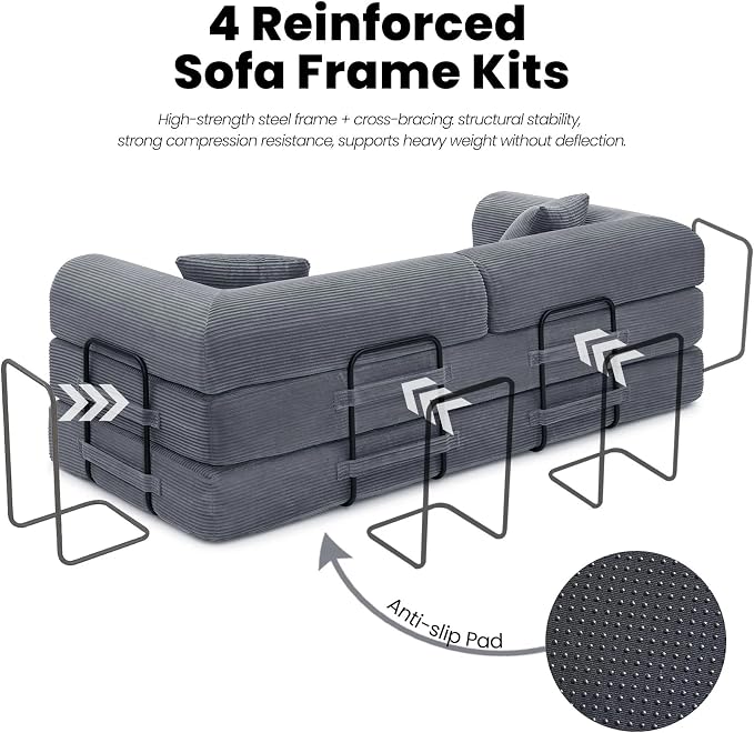 79'' Convertible Couch Bed, 5 in 1 Modular Floor Sofa, Folding Sleeper Couch - Image 6