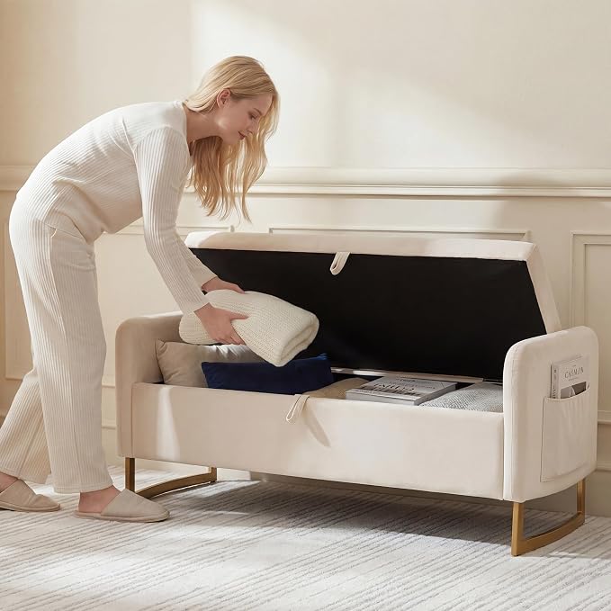 48" End of Bed Bench, Modern Storage Benches - Image 5
