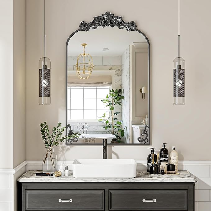 VooBang 24x36 inch Vintage Arched Bathroom Mirror - Image 9
