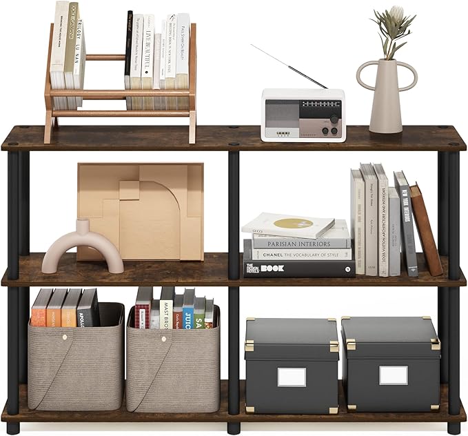 Furinno Turn-N-Tube Storage Shelves, 3-Tier 47.4 Wide Book Shelf, Corner Shelf - Image 4