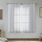 Light Grey Sheer Curtains 54 Inches Long 2 Panels by OVZME