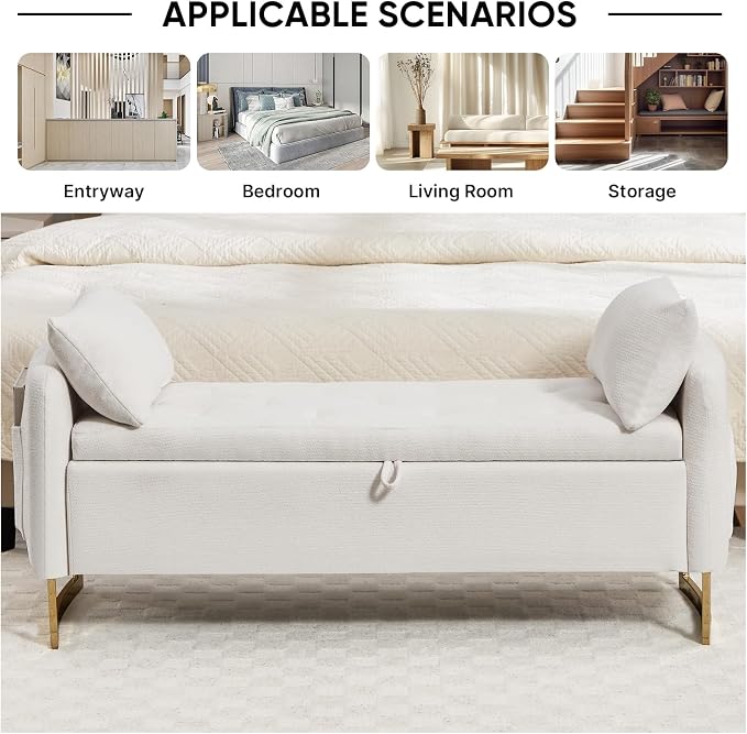 48" End of Bed Bench, Modern Storage Benches - Image 4