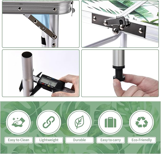 Folding Camping Table 2ft Portable Picnic Table Adjustable Height Small Card - Image 5