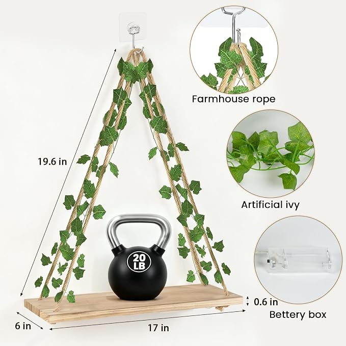RICHER HOUSE Macrame Floating Shelves - Image 2