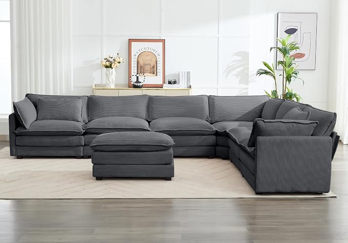 ROWHY 150'' Modular Sectional Corner Cloud Couch, 7 Seater Sofa Big Comfy - Image 8