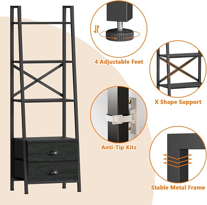 Furologee 4-Tier Ladder Shelf, Small Bookshelf - Image 5